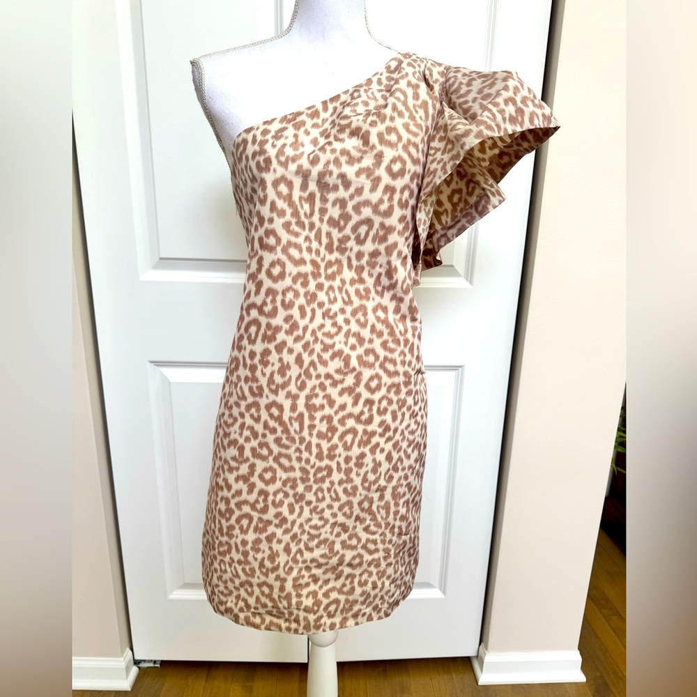 J. Crew - Animal Print Asymmetrical Ruffled One-Shoulder Dress (8)